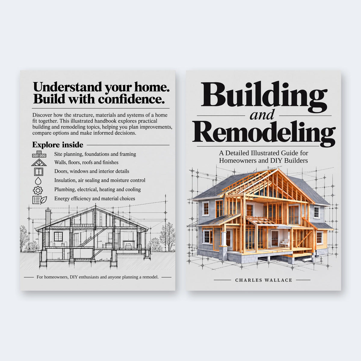 Front and back cover of Building and Remodeling: A Detailed Illustrated Guide for Homeowners and DIY Builders