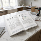 Open book showing Designing Around People and Kitchen Work Zones pages