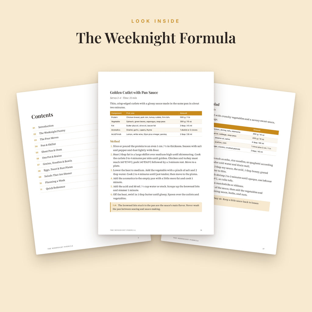 Inside pages of The Weeknight Formula