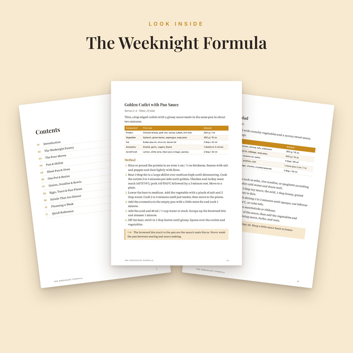 Inside pages of The Weeknight Formula