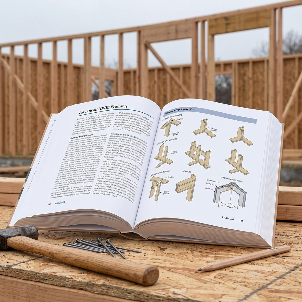 Open spread showing advanced framing details